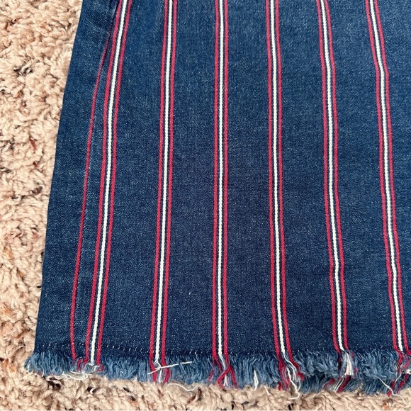 American Eagle Hi-Rise Mini‎ Super Stretch Blue Striped Denim Skirt Size 12 - Picture 7 of 16